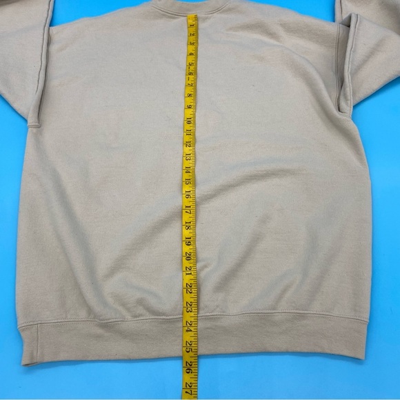 Vintage Nike Spell Out Tan with Swoosh Men's Crewneck Sweatshirt Gildan Tag LG - Picture 7 of 11